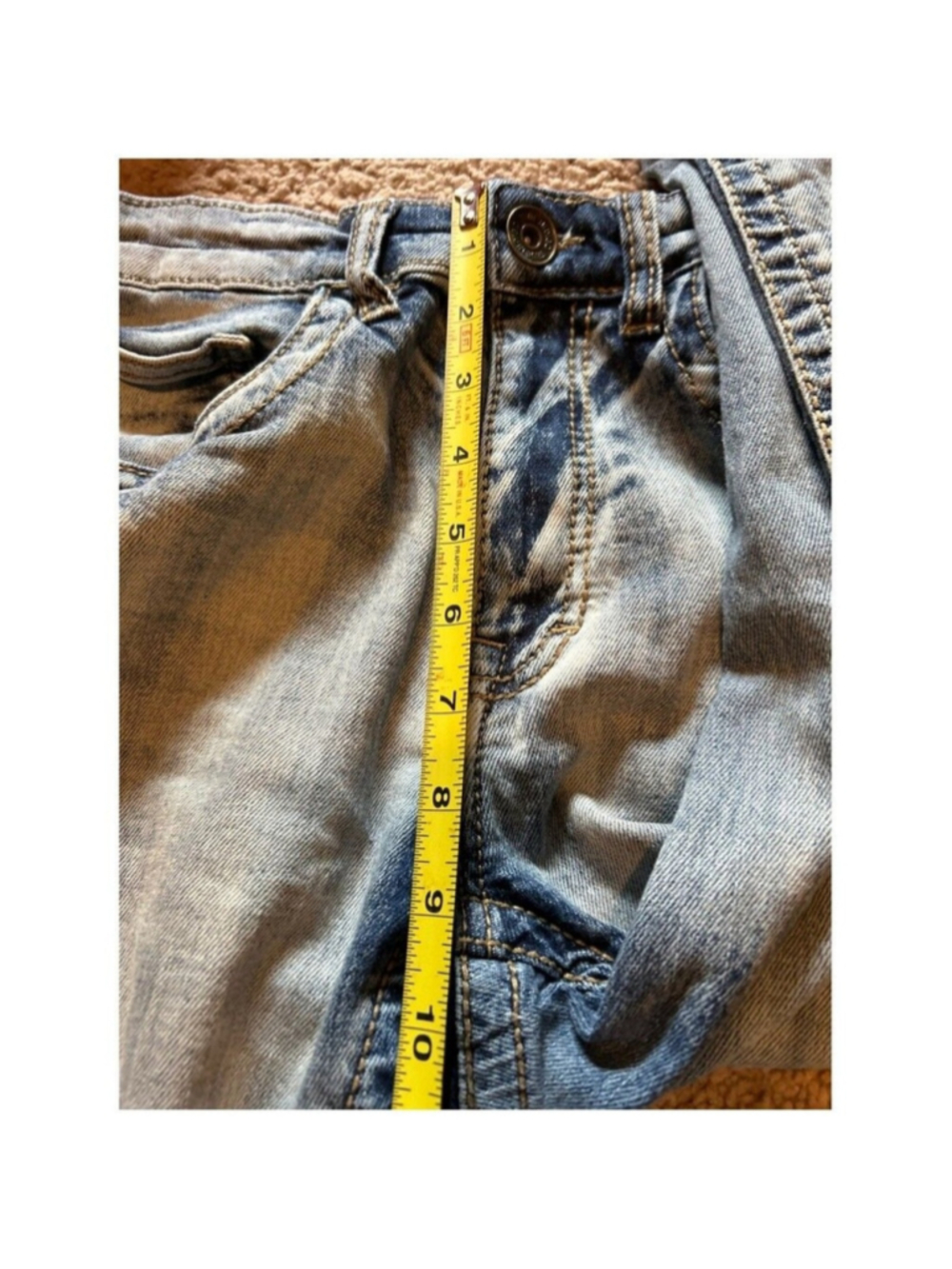 True Indigo Mens Slim Fit Light Acid Wash Embroidered Jeans 30x32 F-119 - Picture 8 of 14
